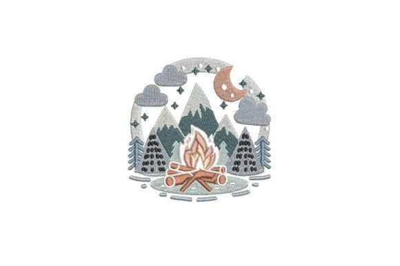 Campfire Embroidery Design