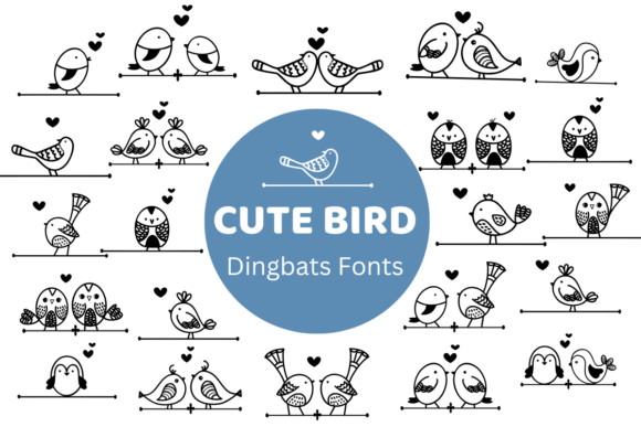 Preview of Cute Bird dingbat font
