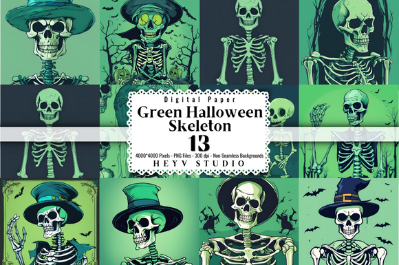 Green Halloween Pumpkin Digital Paper Graphic by Heyv Studio · Creative ...