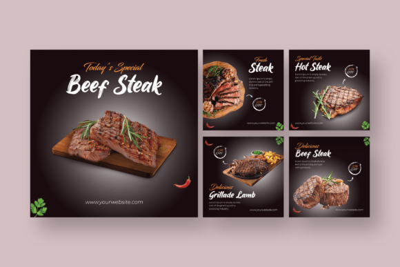 Steak - Food Instagram Post Template