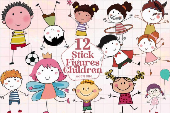 Stick Figures Children Clipart PNG Graphic Illustrations By VictoryHome