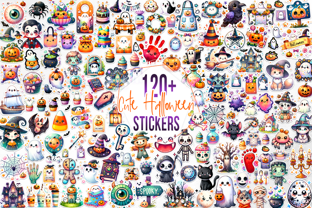 120+ Cute Halloween Stickers Bundle