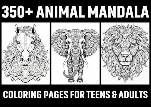 Preview of 350+ Animal Mandala Coloring Pages adult coloring pages
