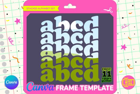 70s Stacked Alphabet Canva Frame