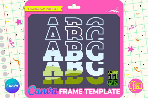 Athletic Stacked Alphabet Canva Frame