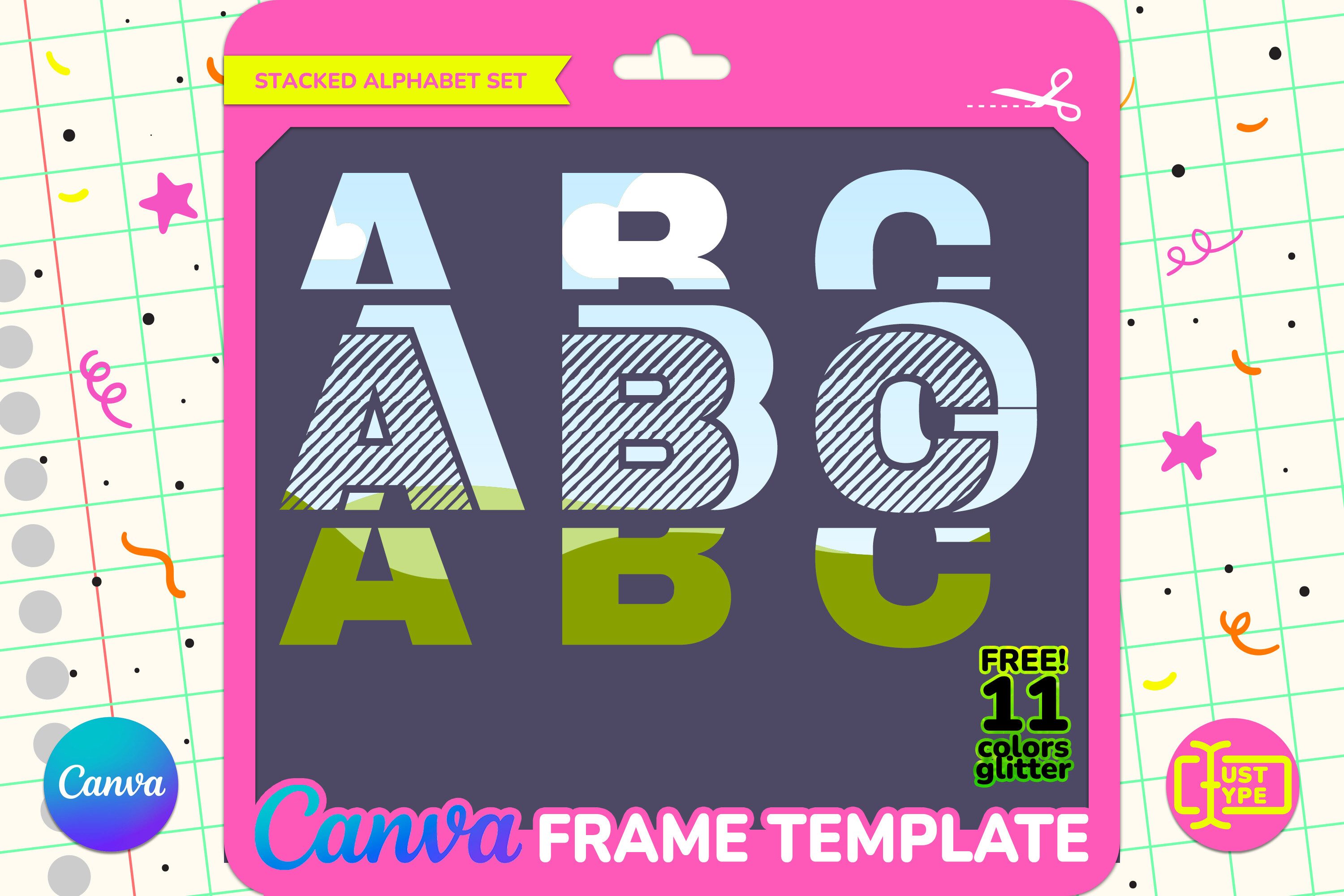 Buzz Stacked Alphabet Canva Frame