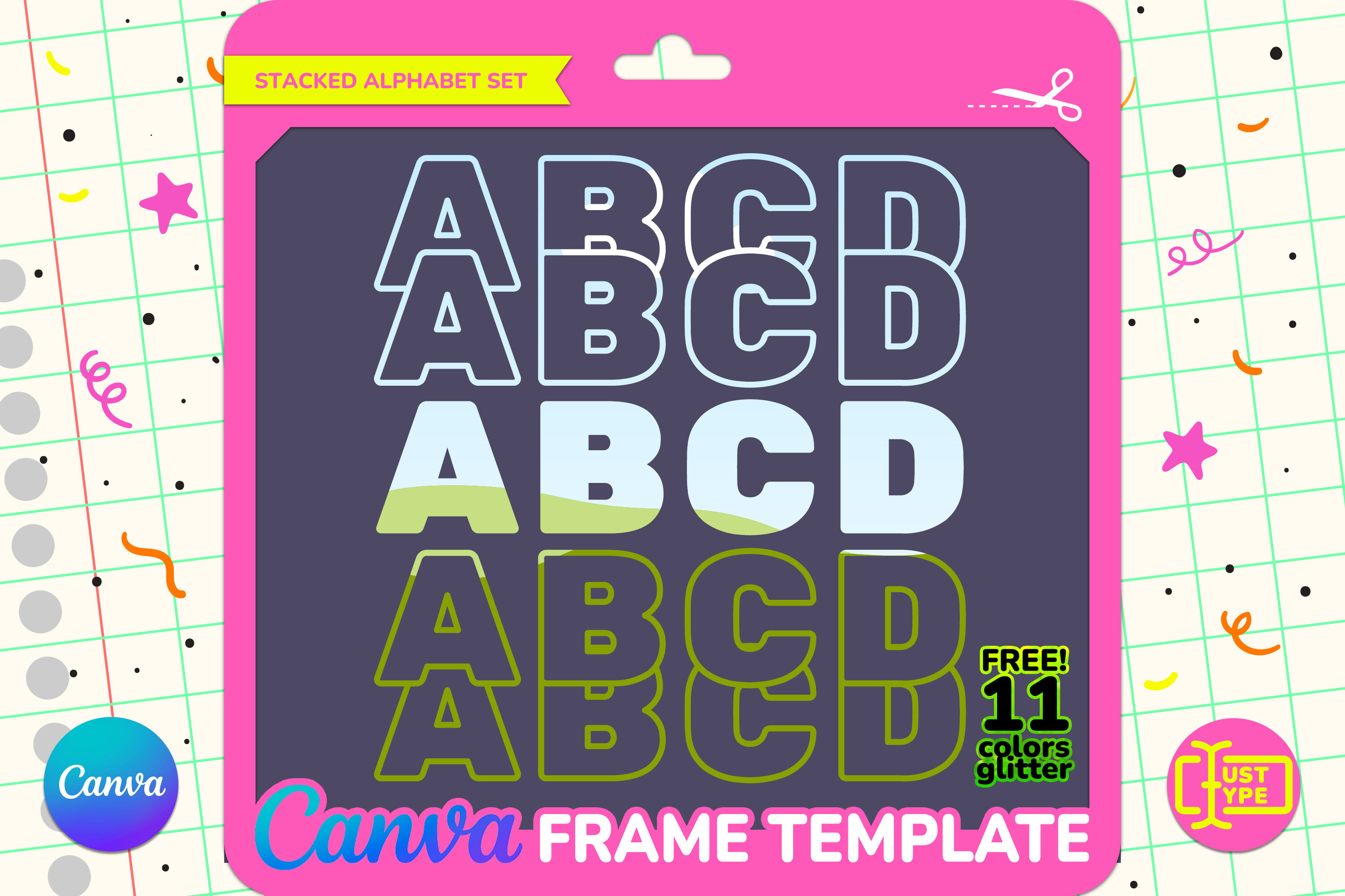 Column Stacked Alphabet Canva Frame
