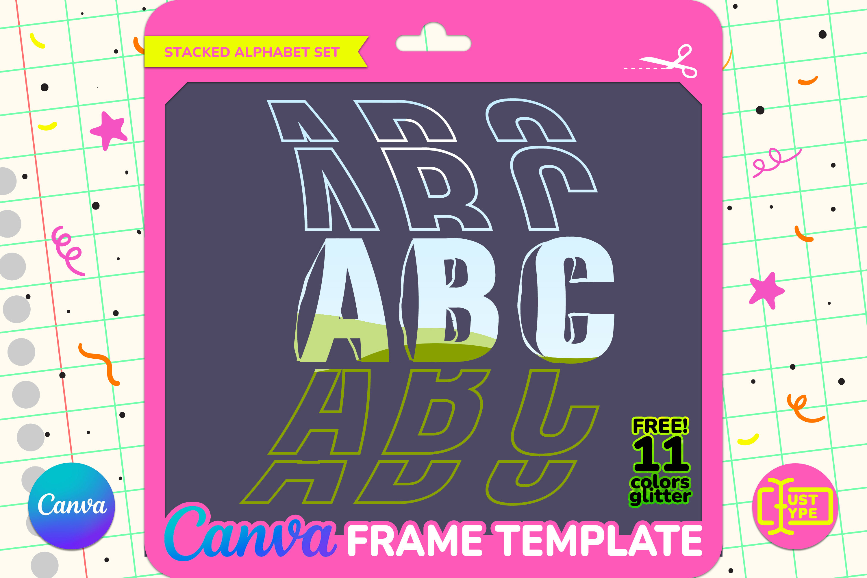 Curvy Stacked Alphabet Canva Frame