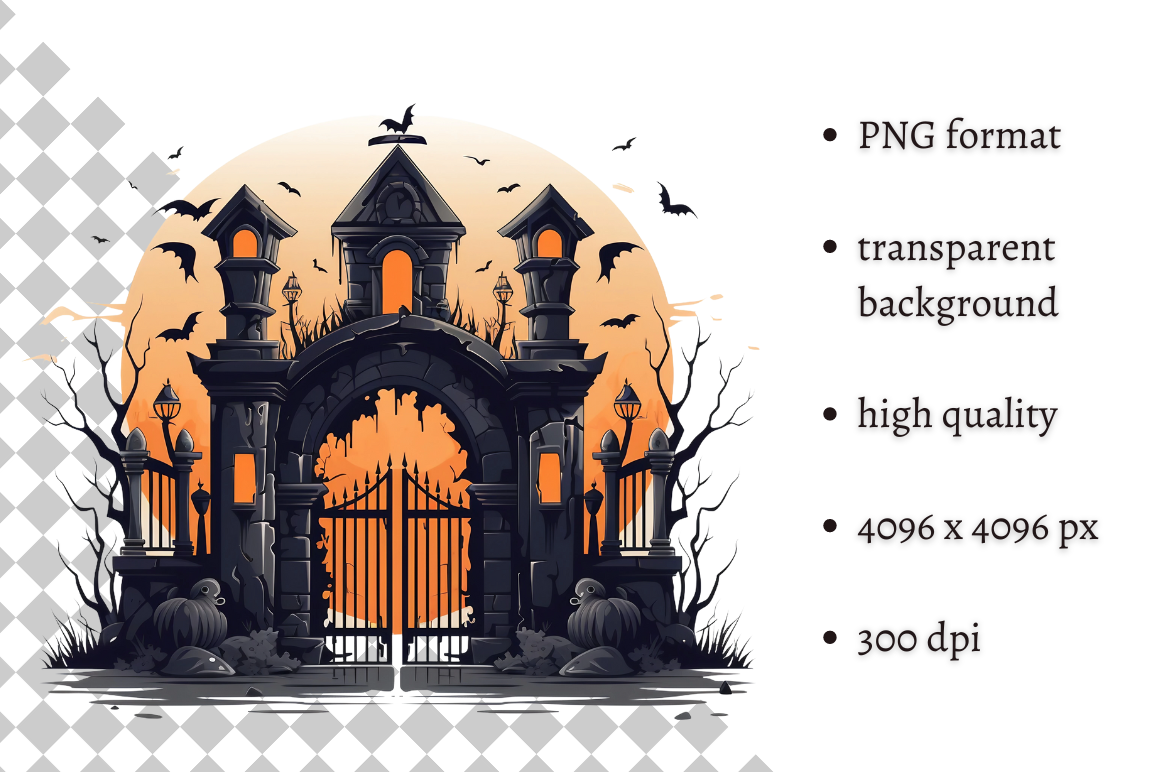 Cute Halloween Graveyard PNG Clipart Graphic by MashMashStickers ...