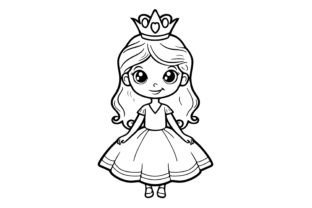 Cute Little Princess Coloring Page Graphic by Forhadx5 · Creative Fabrica