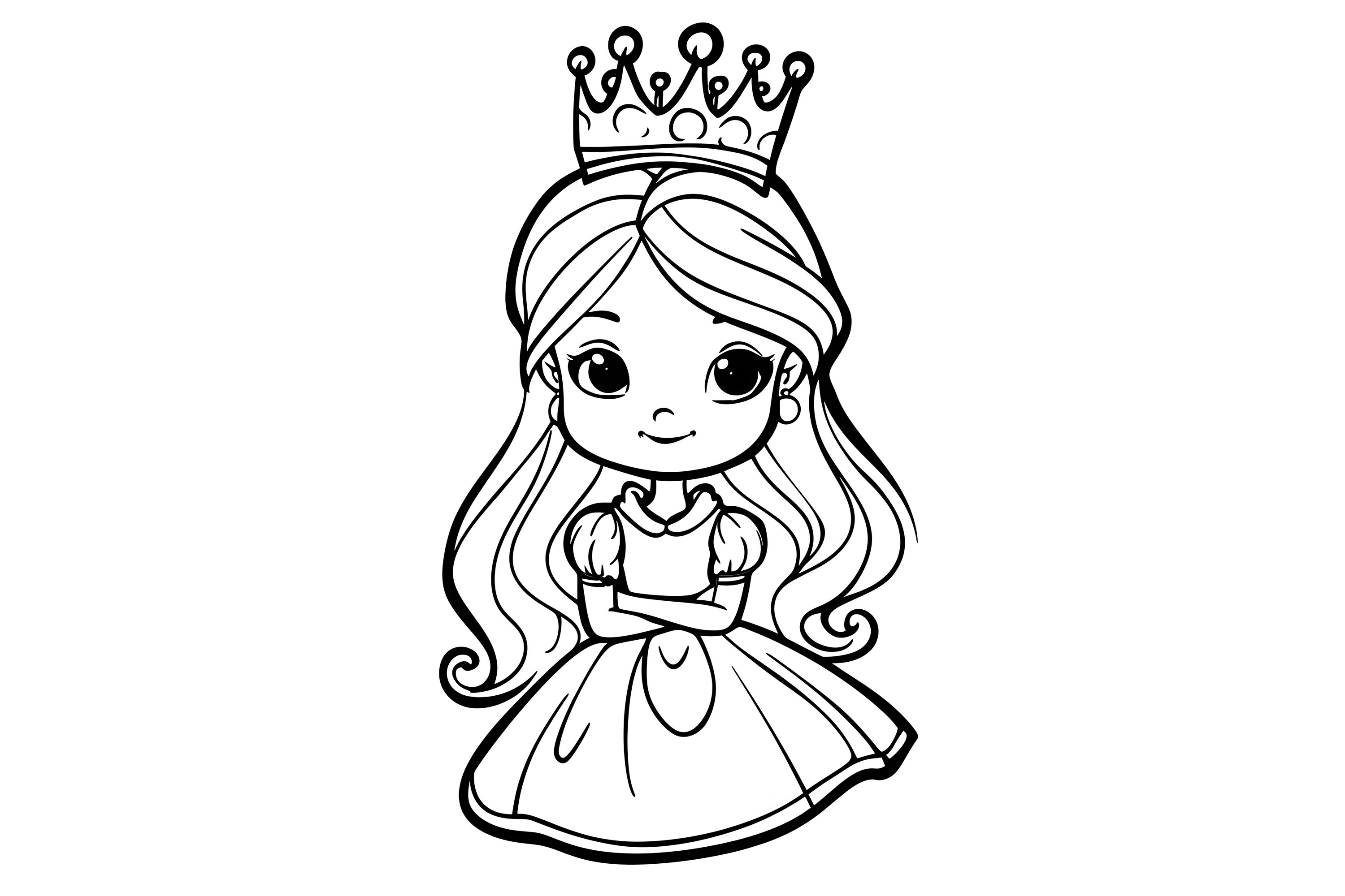 Cute Little Princess Coloring Page Graphic by Forhadx5 · Creative Fabrica