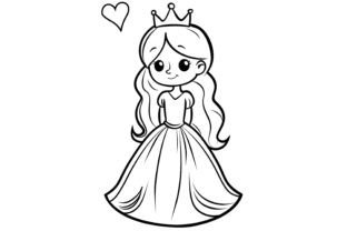 Cute Little Princess Coloring Page Graphic by Forhadx5 · Creative Fabrica