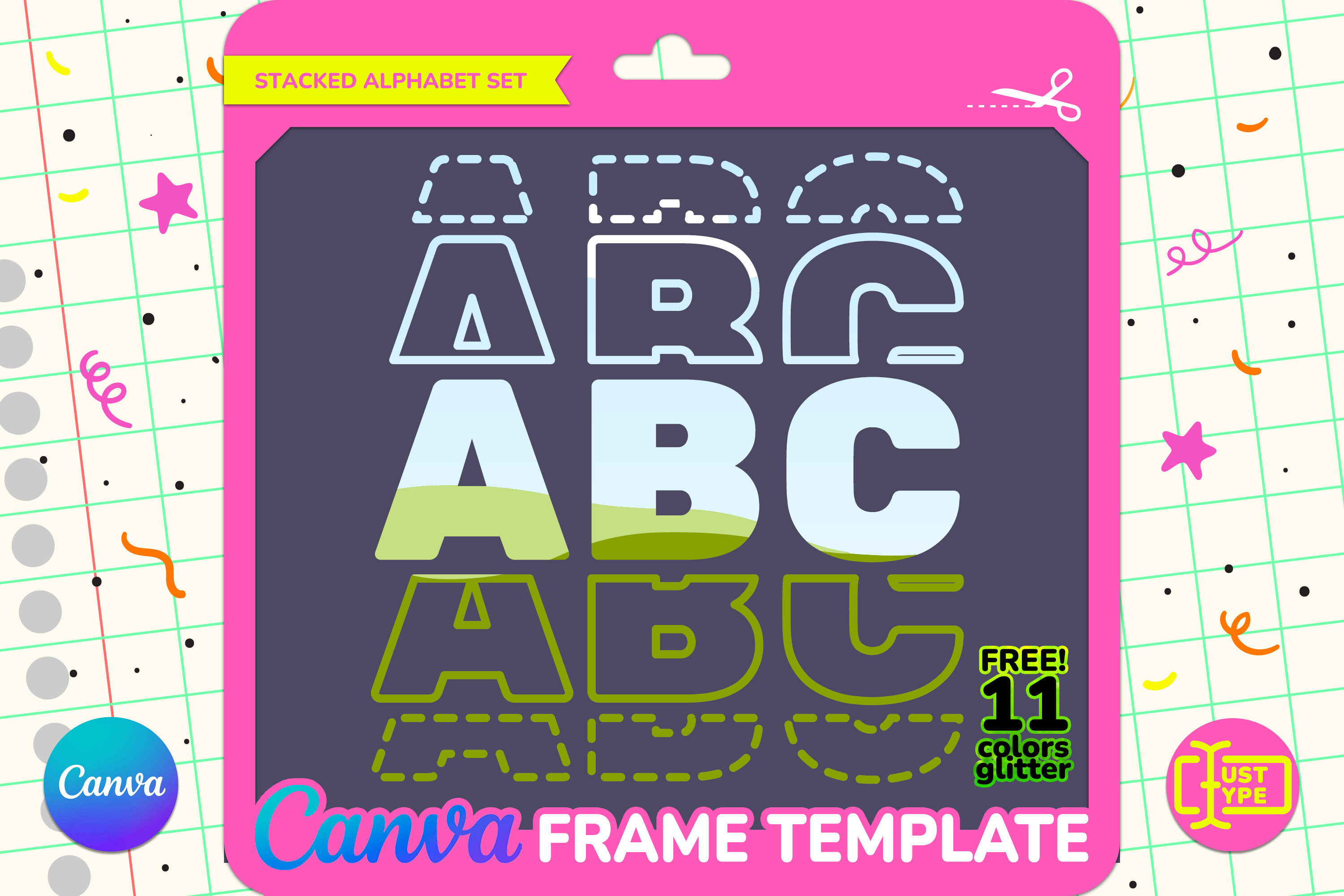 Draft Stacked Alphabet Canva Frame