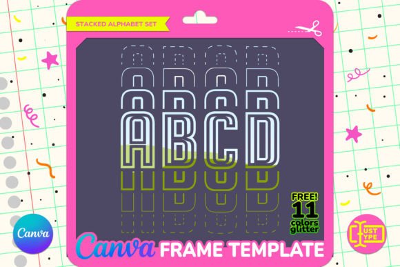 Fade Stacked Alphabet Canva Frame