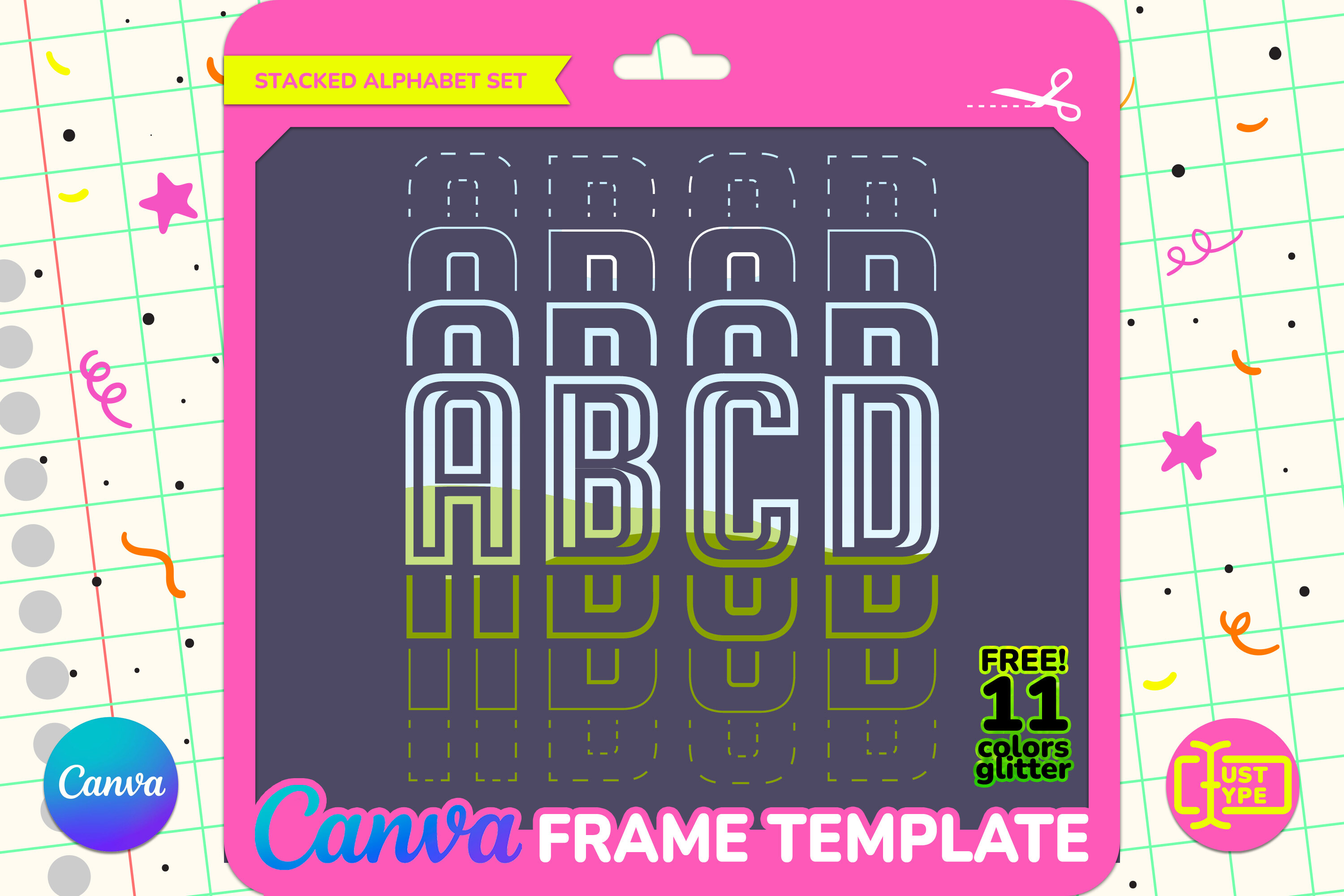 Fade Stacked Alphabet Canva Frame