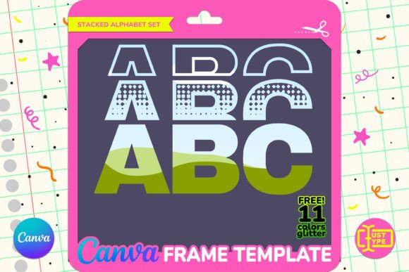 Halftone Stacked Alphabet Canva Frame