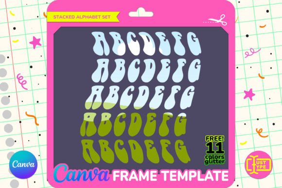 Hippie Stacked Alphabet Canva Frame