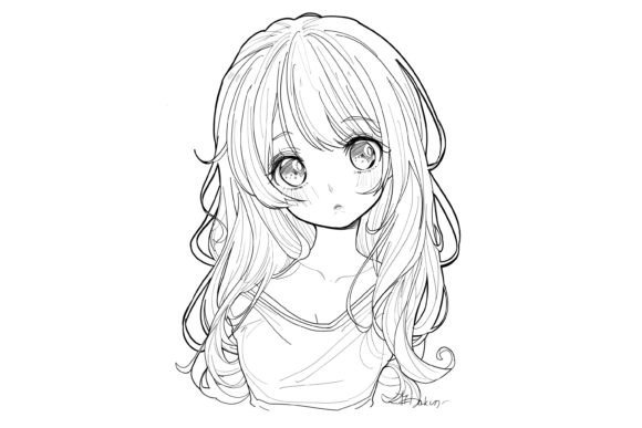Kawaii Anime Girl Coloring Page for Kids