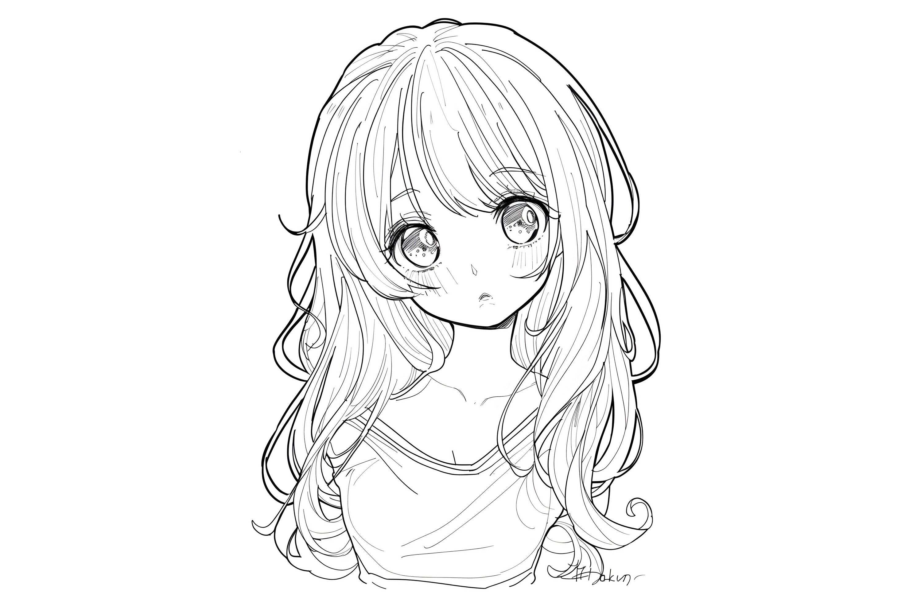 Kawaii Anime Girl Coloring Page for Kids