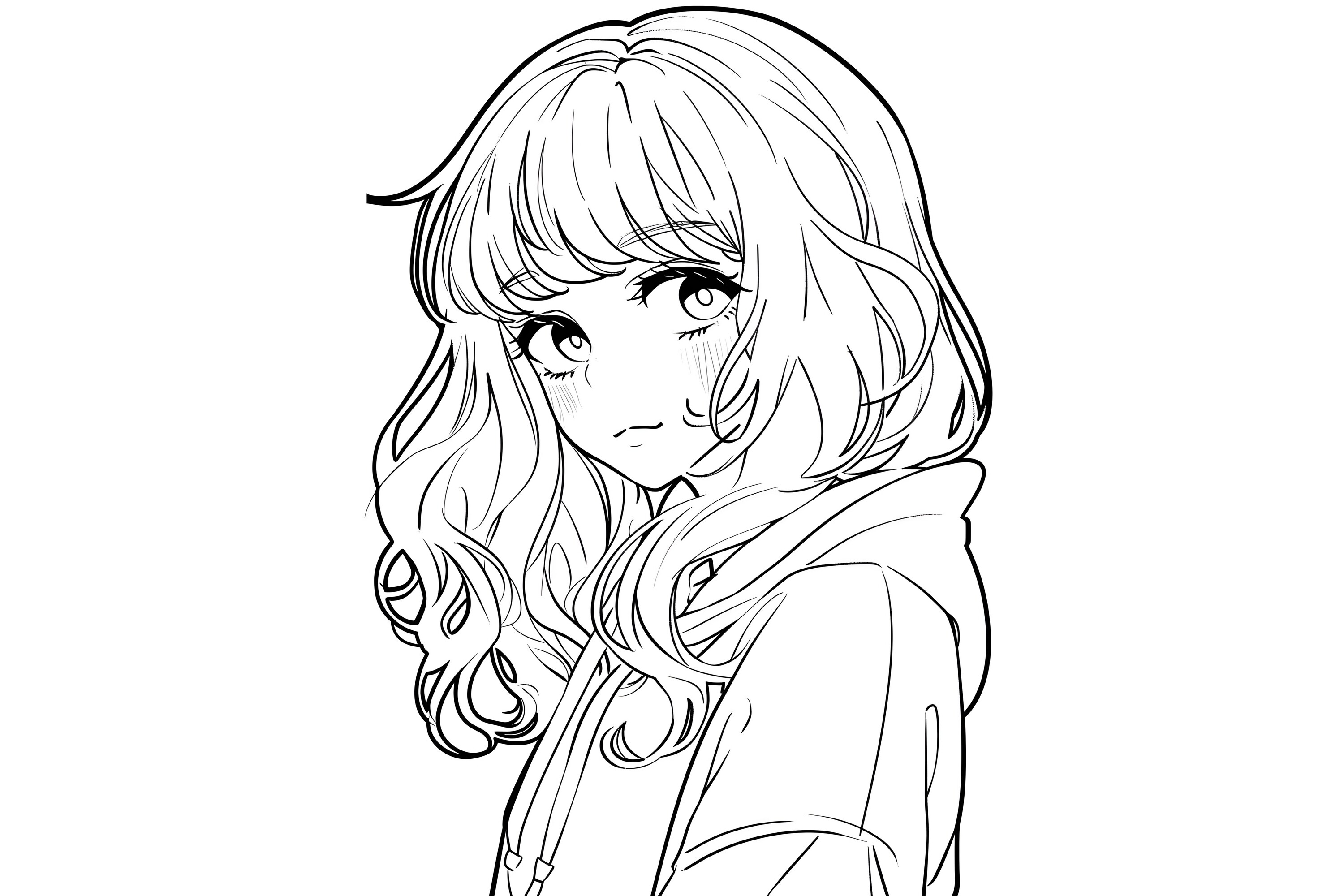 Kawaii Anime Girl Coloring Page for Kids