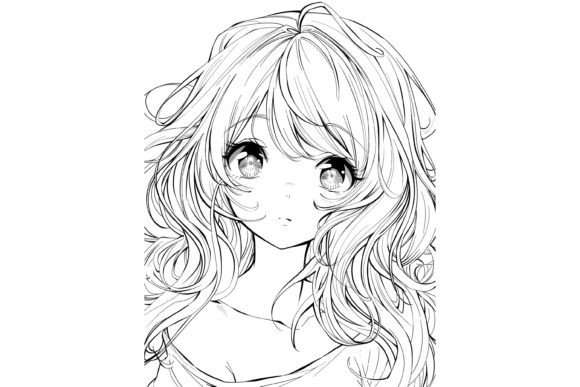Kawaii Anime Girl Coloring Page for Kids