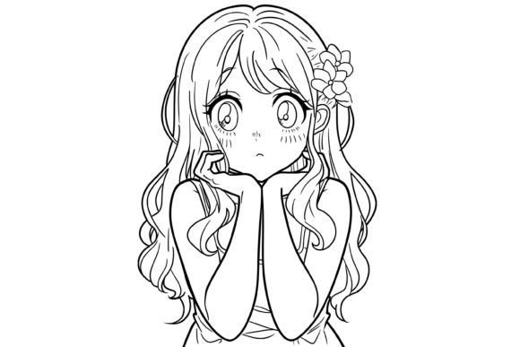 Kawaii Anime Girl Coloring Page for Kids