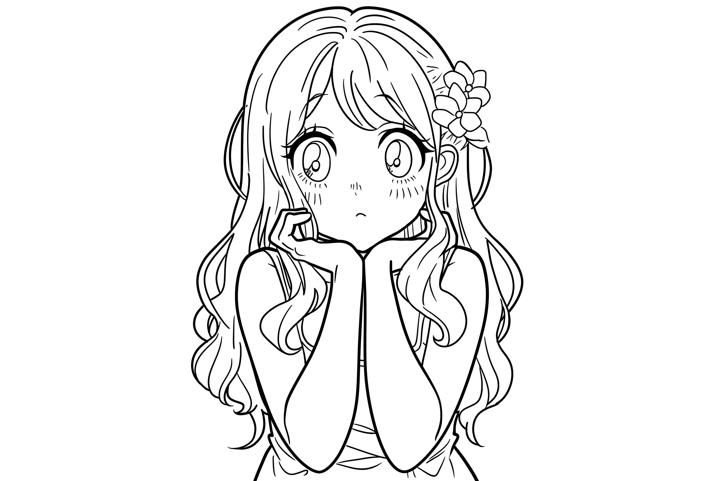 Kawaii Anime Girl Coloring Page for Kids