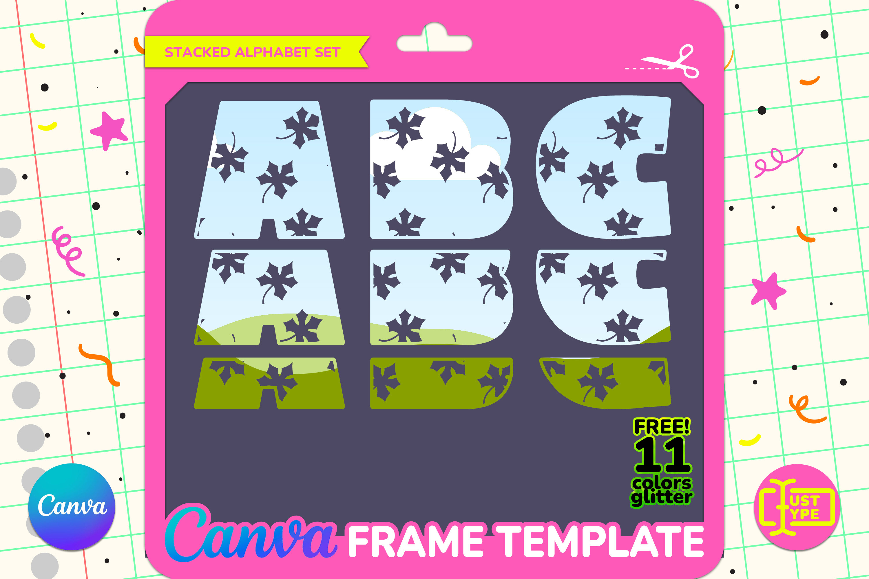 Maple Pattern Stacked Alphabet Canva
