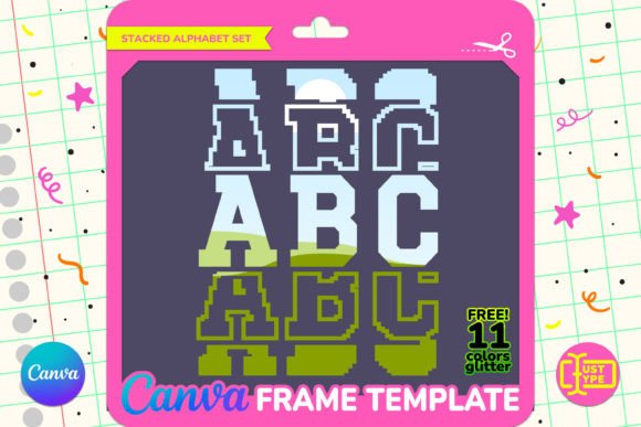 Pixel Stacked Alphabet Canva Frame