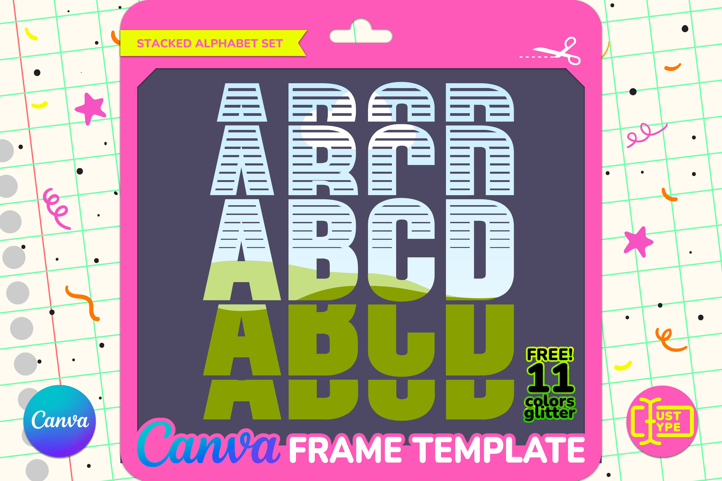 Race Stacked Alphabet Canva Frame