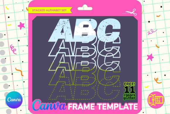 Rough Stacked Alphabet Canva Frame