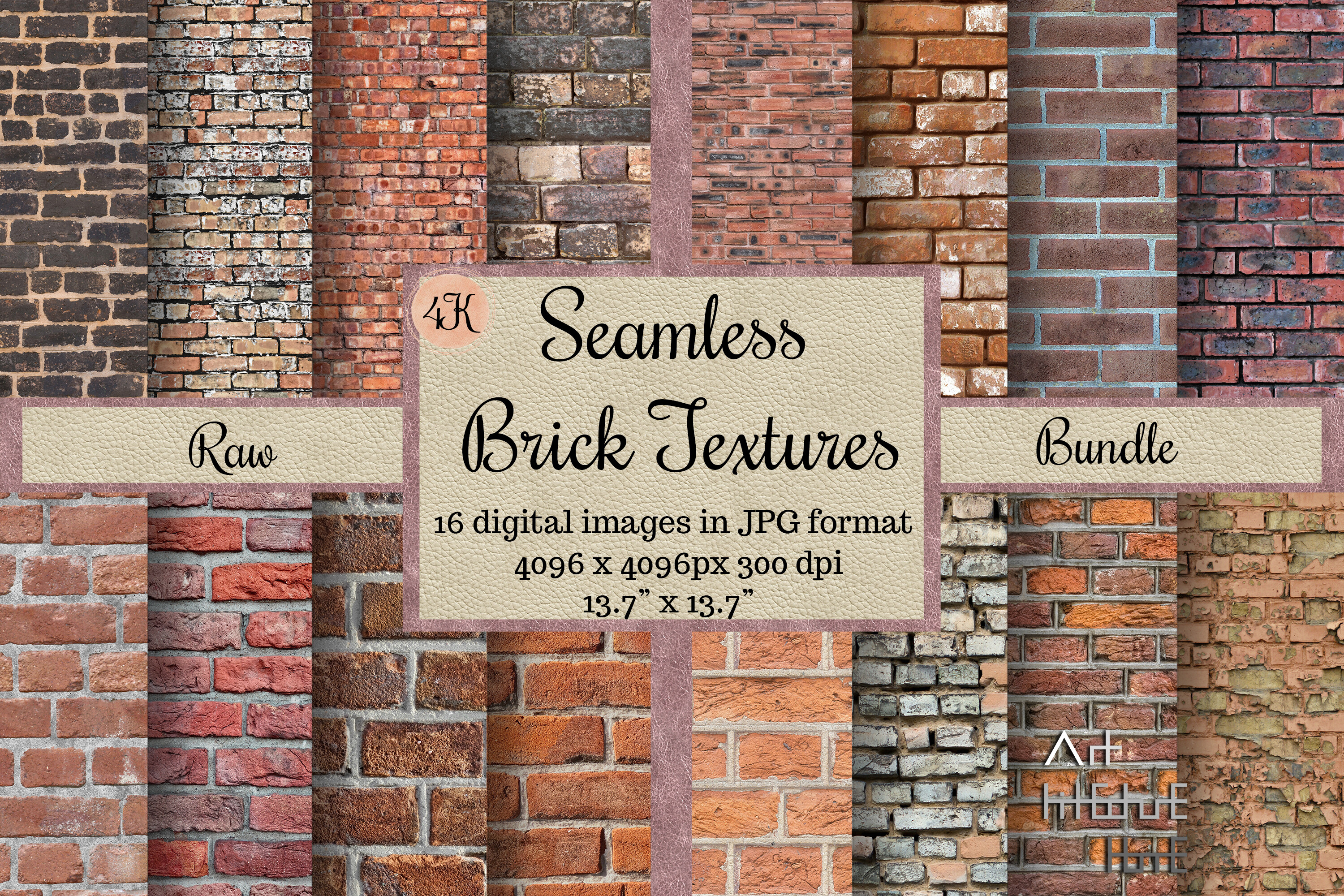 Seamless Raw Brick Textures, Rustic Wall Graphic by Arthitecture Home ...