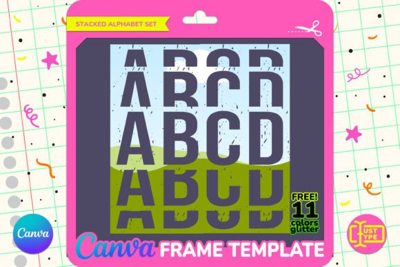 Smudge Stacked Alphabet Canva Frame