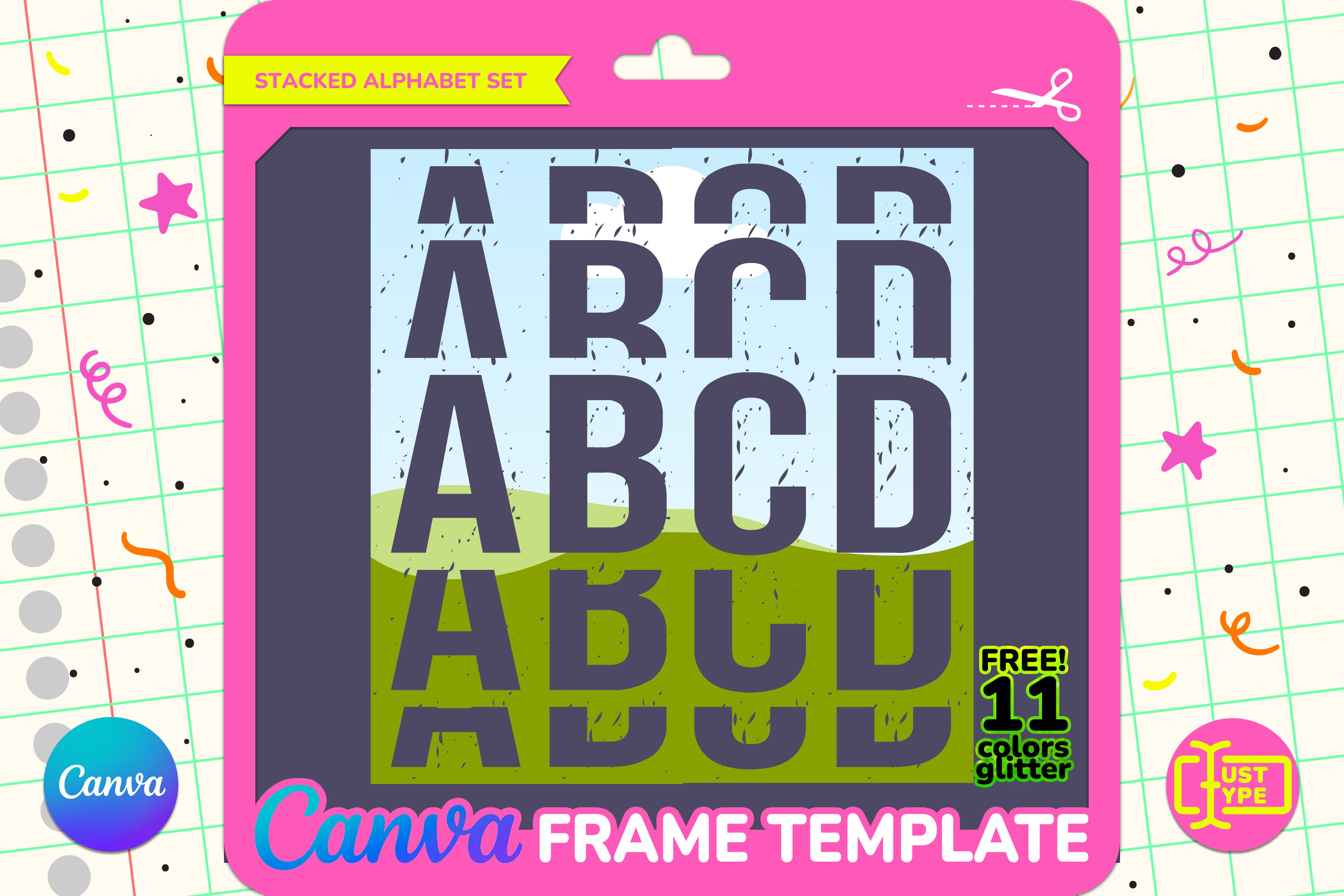 Smudge Stacked Alphabet Canva Frame