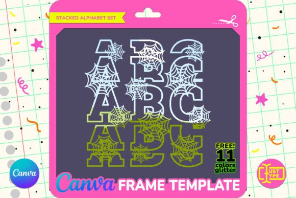 Spider Web Stacked Alphabet Canva Frame