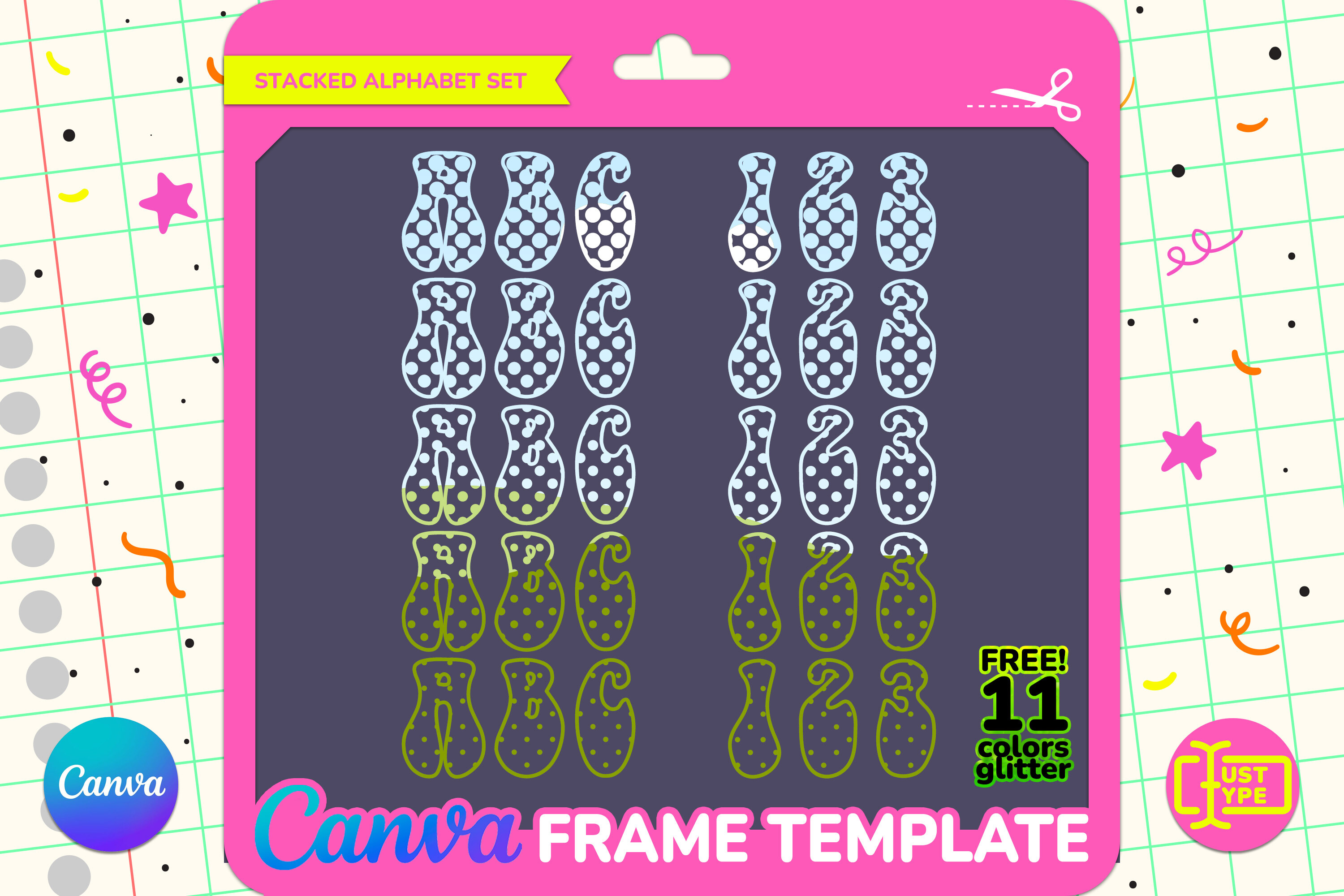 Wavy Groovy Stacked Canva Frame Template