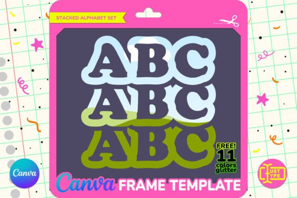 Wavy Retro Stacked Canva Frame Template