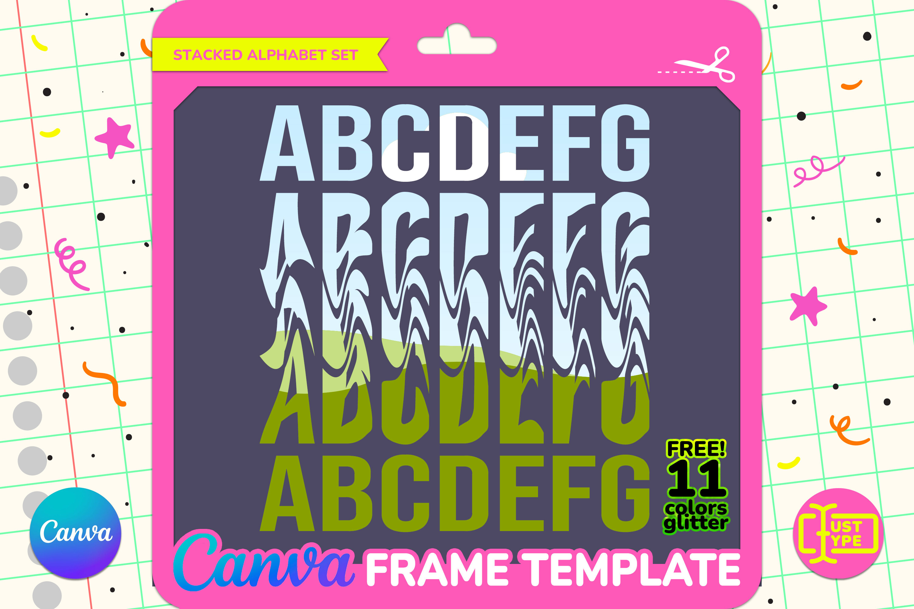 Whirl Stacked Alphabet Canva Frame
