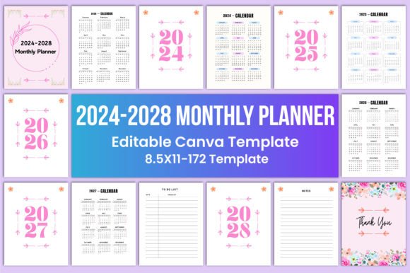 2024-2028 Monthly Planner Canva