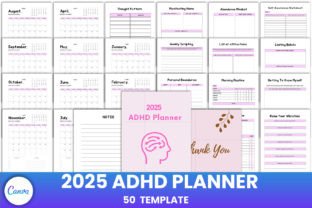 2025 ADHD Planner Canva Interior Graphic by munjixpro · Creative Fabrica