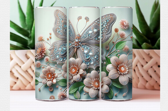 3D Butterfly Tumbler Wrap Graphic by Lazy Craft · Creative Fabrica
