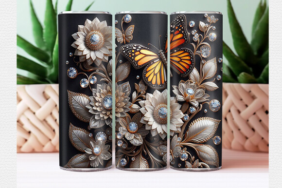 3D Butterfly Tumbler Wrap Graphic by Lazy Craft · Creative Fabrica