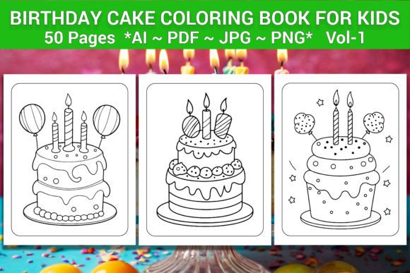 BIRTHDAY CAKE COLORING BOOK for KIDS