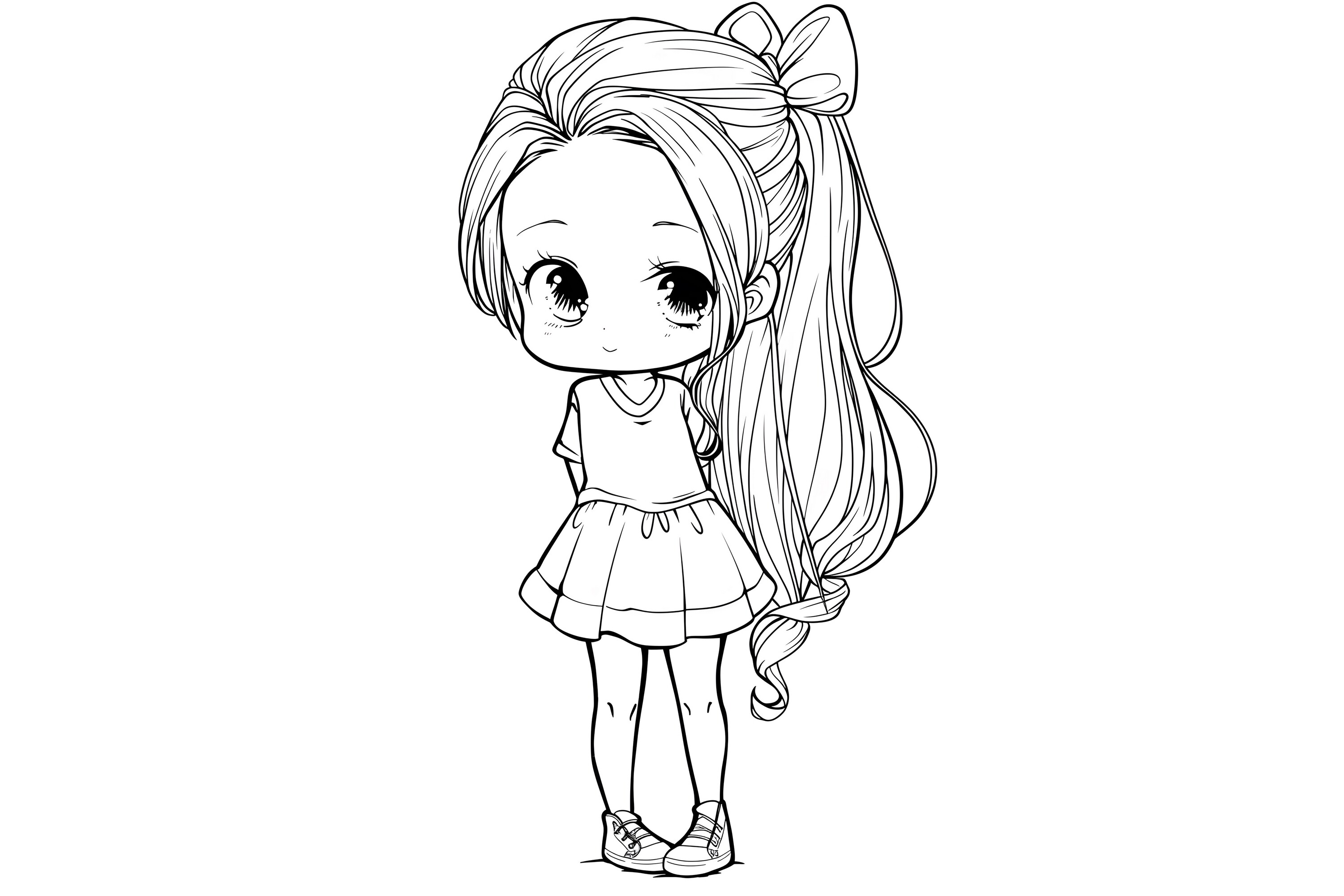 Cute Fashion Chibi Girl Coloring Page