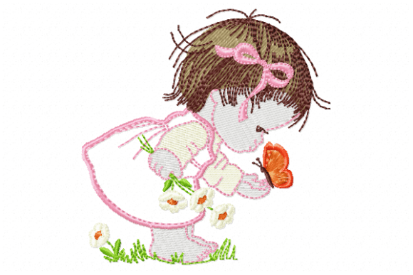 Cute Girl Embroidery Design