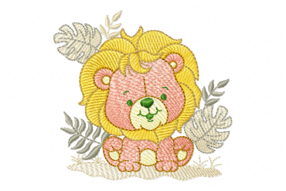 Cute Lion Embroidery Design