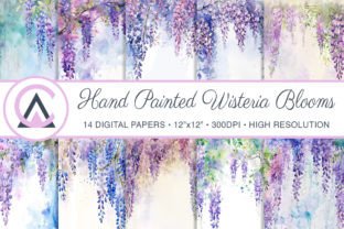 Watercolor Wisteria Flower Digital Paper Graphic by ArtCursor ...