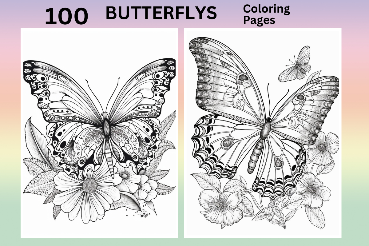 100 Butterflys Coloring Pages