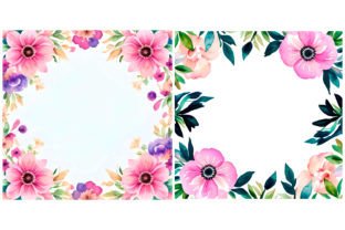 Two Flower Frame Design 2 Flower Frame Pattern Watercolor Graphic by IrynaShancheva · Creative ...