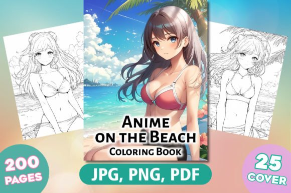 200 Anime on the Beach Coloring Pages